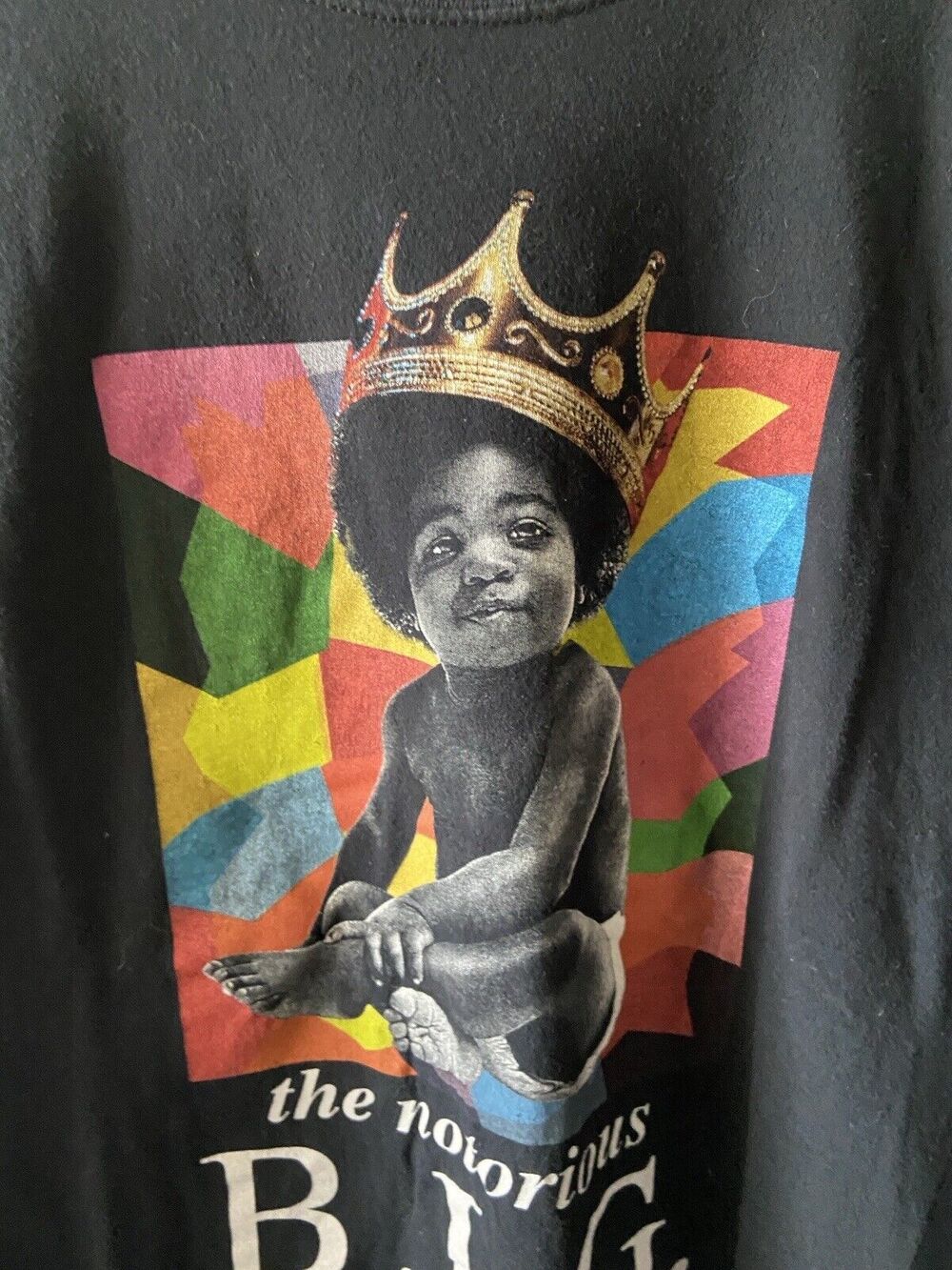 The Notorious B.I.G. Mens XLG  Black Baby in Crown Graphic T Shirt Crew Neck